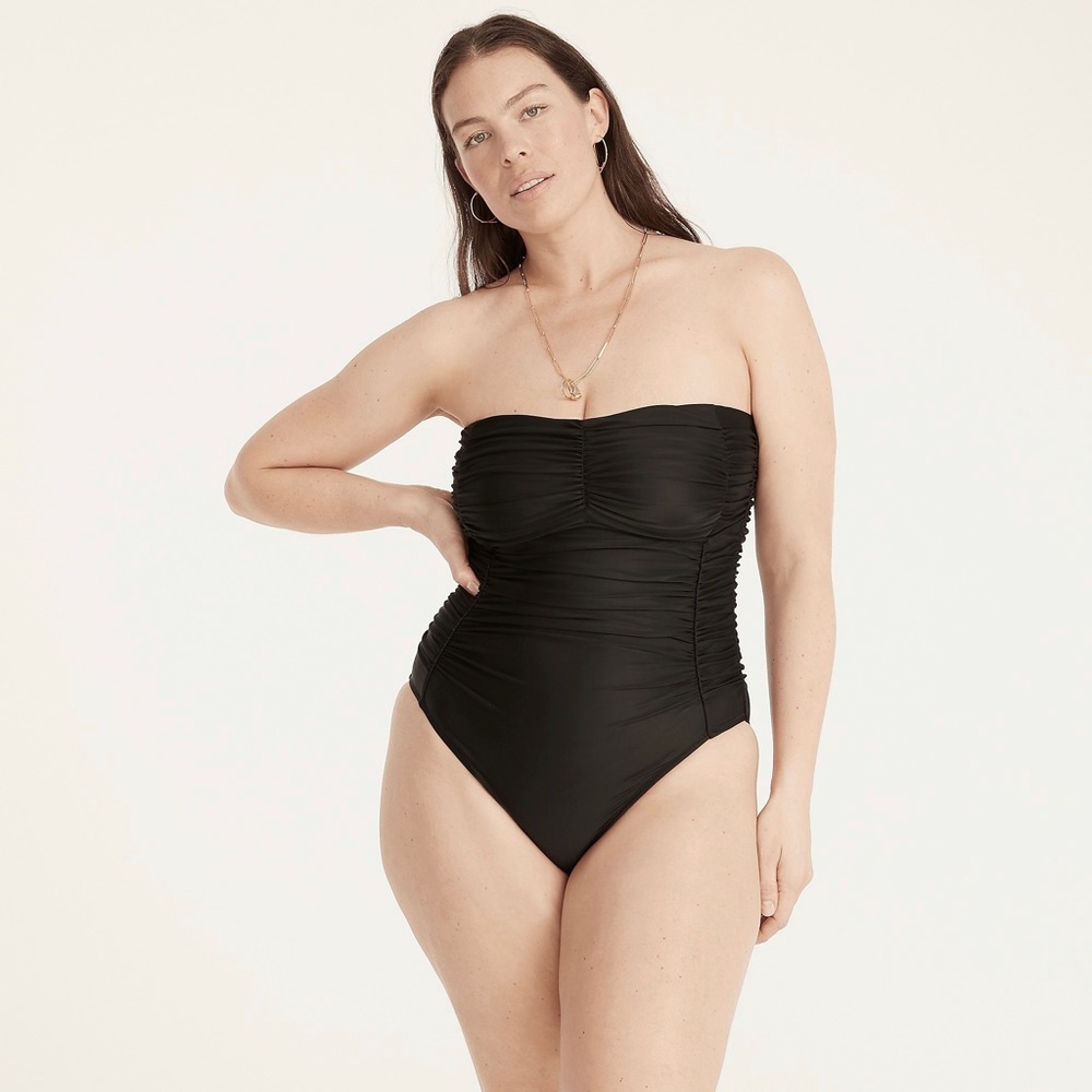 J.Crew One Piece Swimsuit Ruched Tie-Shoulder Removable Padding and Straps - Picture 3 of 7